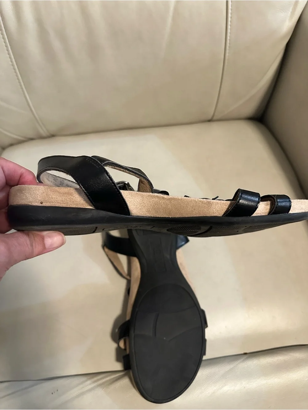 SOUL Naturalizer Aliyia Black Floral T-Strap Sandals Women's 10W